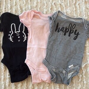 Gerber Pink and Black Bodysuits Soft Cotton One Pieces